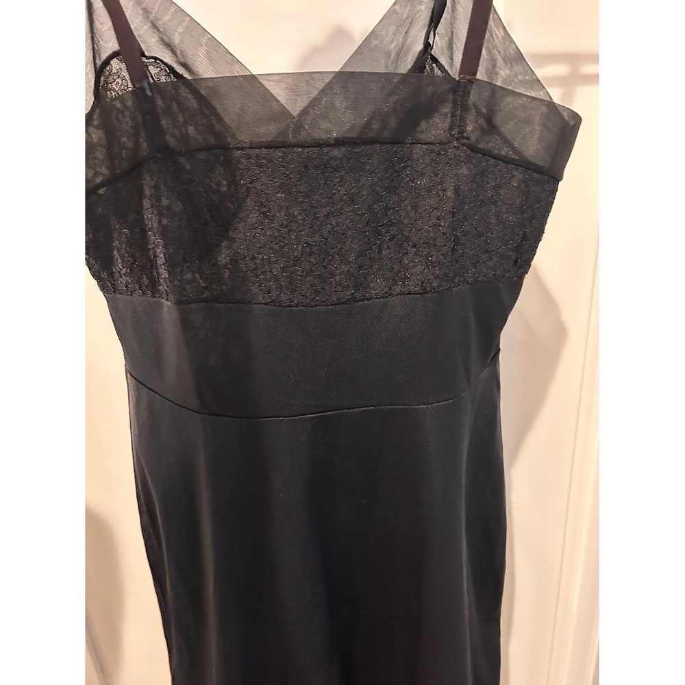 Vintage Munsingwear Black Nylon Tricot Lace Maxi Slip Dress Size 32‎ Tall USA - Picture 5 of 10